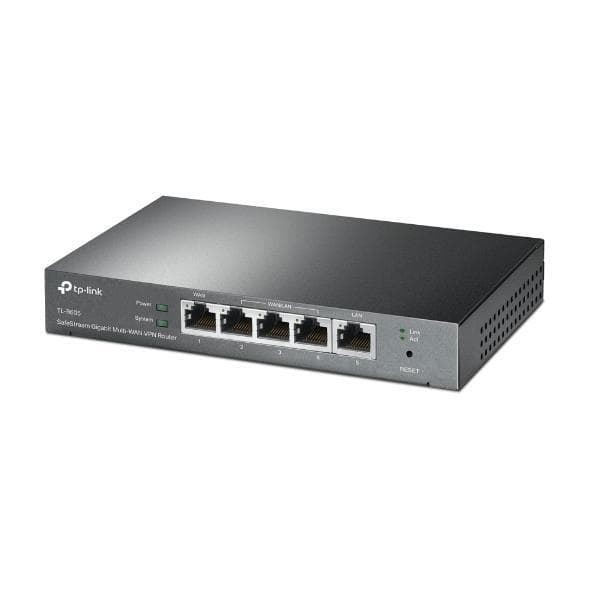 TP-LINK SafeStream Multi-WAN VPN-ruter TL-R605 802.1q, 10/100/1000 Mbit/s, Ethernet LAN (RJ-45) porter 1 Fast Gigabit LAN-port, 3 utskiftbare Gigabit WAN/LAN-porter, 1 fast Gigabit WAN Havn