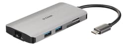 8-i-1 USB-C-hub med HDMI / Ethernet / kortlæser / strømforsyning