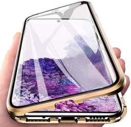 Matkapuhelimen kuori kaksipuolisella karkaistulla lasilla Samsung S20 Plus -Kulta