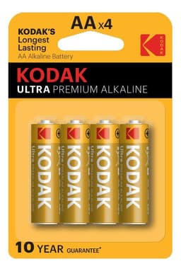 Kodak ULTRA premium alkalisk AA-batteri (4-pakning)