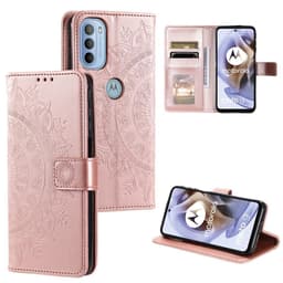 SKALO Moto G31 / G41 Mandala lompakkokotelo - Ruusukulta