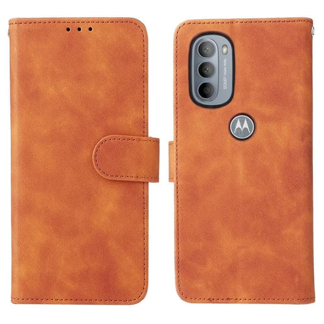 SKALO Moto G31 / G41 Matt PU-Läder Plånboksfodral - Brun