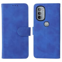 SKALO Moto G31 / G41 Matt PU-Läder Plånboksfodral - Blå