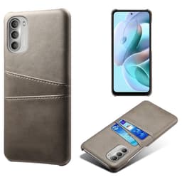 SKALO Moto G51 PU-Läder Korthållare Skal - Grå