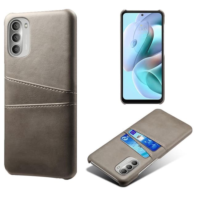 SKALO Moto G51 PU-Läder Korthållare Skal - Grå