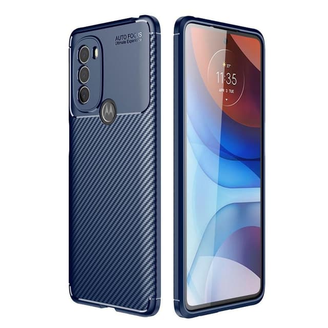 SKALO Moto G31 / G41 / G71 Carbon Fiber TPU cover - Blå