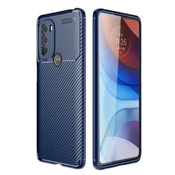 SKALO Moto G31 / G41 / G71 Carbon Fiber TPU-suojakuori - Sininen