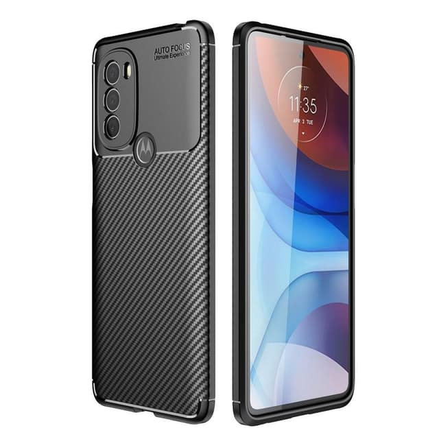 SKALO Moto G31 / G41 / G71 Carbon Fiber TPU-skal - Svart