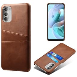SKALO Moto G51 PU-nahkainen Korttikotelo - Tummanruskea