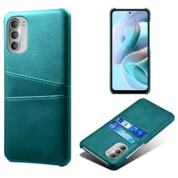 SKALO Moto G51 PU-læder Kortholder Cover - Turkis