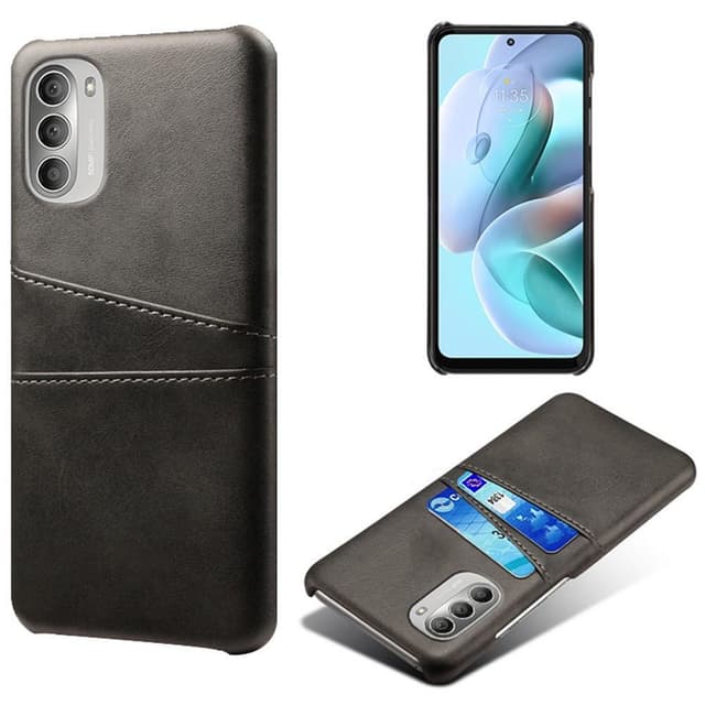 SKALO Moto G51 PU-Läder Korthållare Skal - Svart