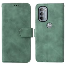 SKALO Moto G31 / G41 Matt PU Nahka lompakkokotelo - Vihreä