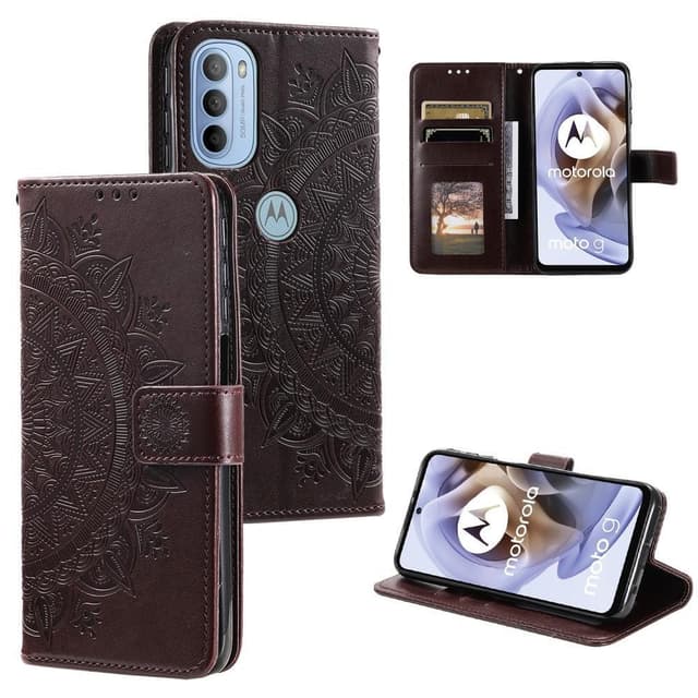 SKALO Moto G31 / G41 Mandala Flip Cover - Mørkebrun