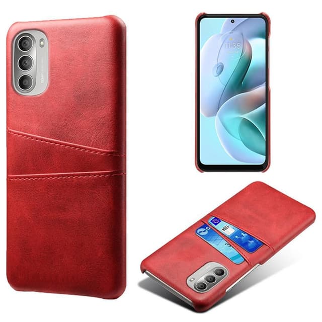 SKALO Moto G51 PU-læder Kortholder Cover - Rød