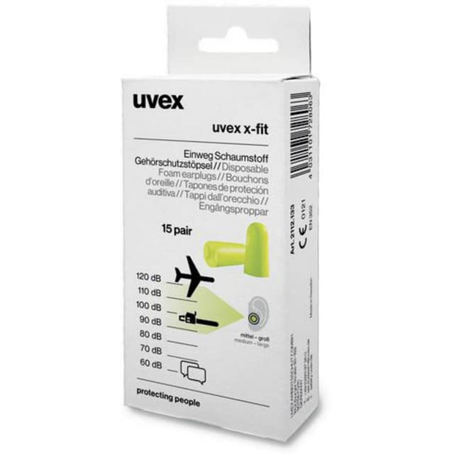 Hörselproppar 37 dB Engångs uvex x-fit 2112133 15 par