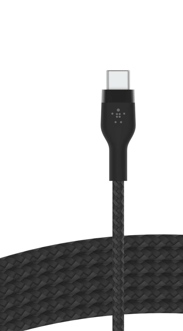 Belkin USB-C till USB-C flätad silikonkabel 3m (svart)