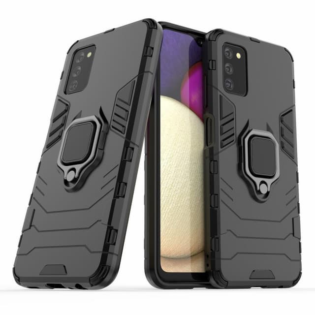 SKALO Samsung A02s / A03s Armor Hybridi metallirengas kuori - Musta