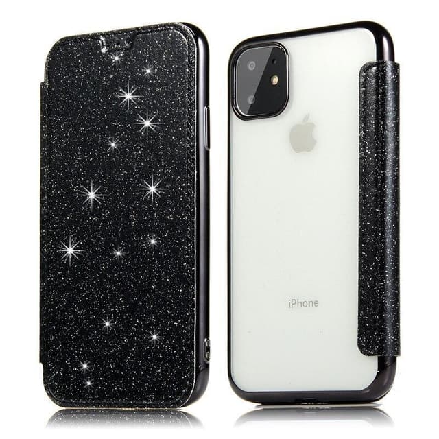 SKALO iPhone 11 Pro Max Plånboksfodral TPU Ultraslim Glitter - Svart