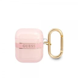 Guess AirPods 1/2 Cover Printed Stripe & Gold Hook Lyserød