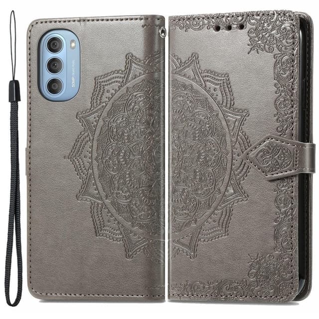 SKALO Moto G51 Mandala Flip Cover - Grå