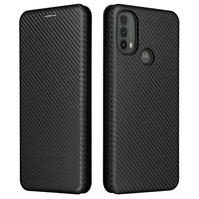 SKALO Moto E30 / E40 Carbon Fiber Pungetui - Sort