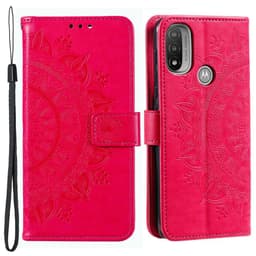 SKALO Moto E20/E30/E40 Mandala lompakkokotelo - Cerise