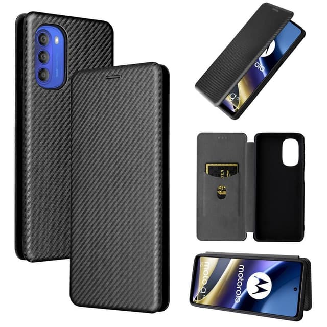 SKALO Moto G51 Carbon Fiber Pungetui - Sort