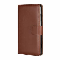 SKALO Moto E20/E30/E40 Flip Cover m. Pung i Ægte Læder - Brun