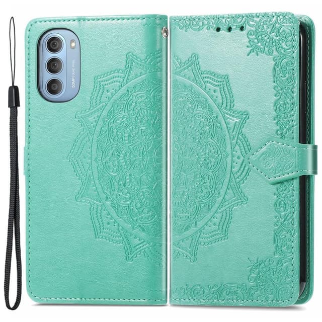 SKALO Moto G51 Mandala Flip Cover - Turkis