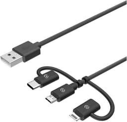Celly 3-i-1-kabel MicroUSB / Lightning / USB-C 1m