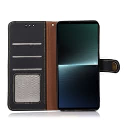 Mobil lommebok 3-korts lær RFID Sony Xperia 5 V - Sort