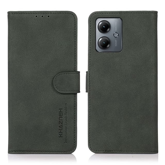 SKALO Motorola Moto G14 KHAZNEH Plånboksfodral i PU-Läder - Grön