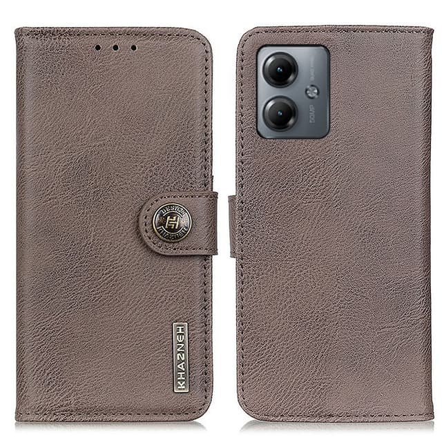 SKALO Motorola Moto G14 KHAZNEH Premium Plånboksfodral i PU-Läder - Khaki