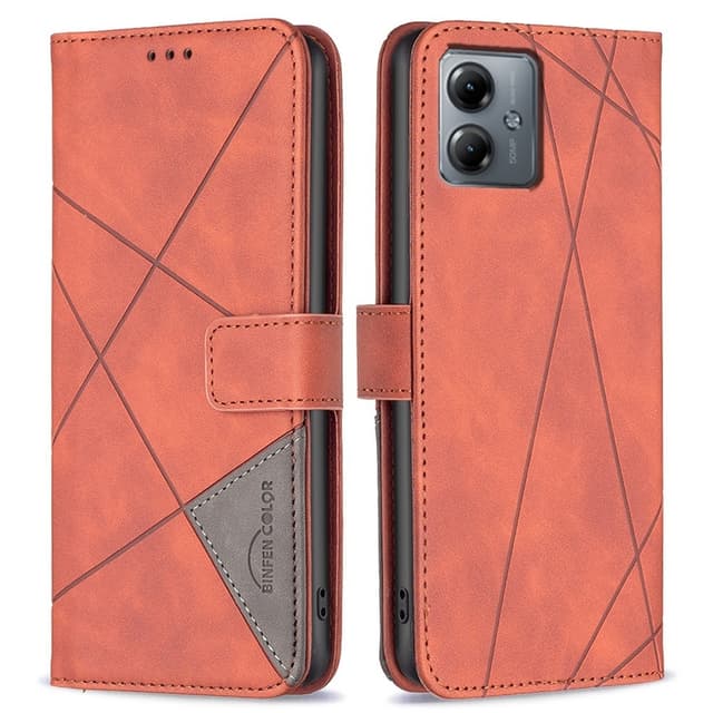 Motorola Moto G14 BINFEN COLOR Embossed Plånboksfodral - Brun