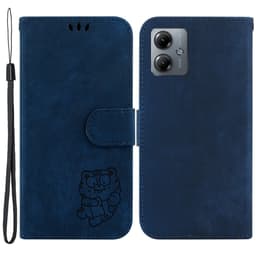 SKALO Motorola Moto G14 Tegnebog med tigerpræg - Mørkeblå