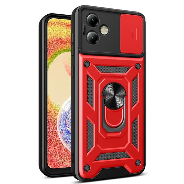 SKALO Motorola Moto G14 Armor hybridi metallirengas kameran liukusäädin - - Punainen