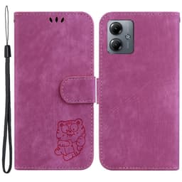 SKALO Motorola Moto G14 Tegnebog med tigerpræg - Cerise
