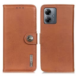 SKALO Motorola Moto G14 KHAZNEH Premium Lompakkokotelo PU-nahasta - Ruskea