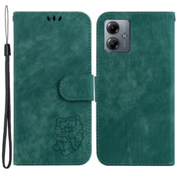 SKALO Motorola Moto G14 Tegnebog med tigerpræg - Grøn