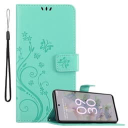 Google PIXEL 6A Pungetui Cover Blomster (Turkis)