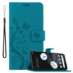 Google PIXEL 7 PRO Pungetui Cover Blomster (Blå)