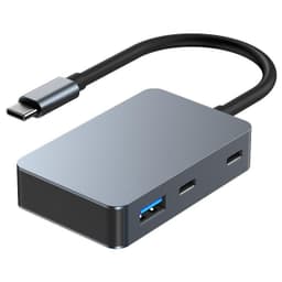 NÖRDIC 5 porter USB-C-hub 3xUSB-A 3.1 5Gbps 1xUSB-C 480Mbps 1xUSB-C PD 90W