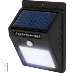 LED solcelle vegglampe med bevegelsesdetektor - svart