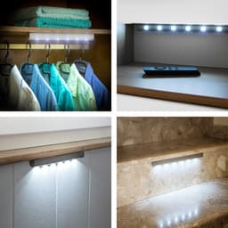 8x LED Lysliste med bevægelsesføler - grå