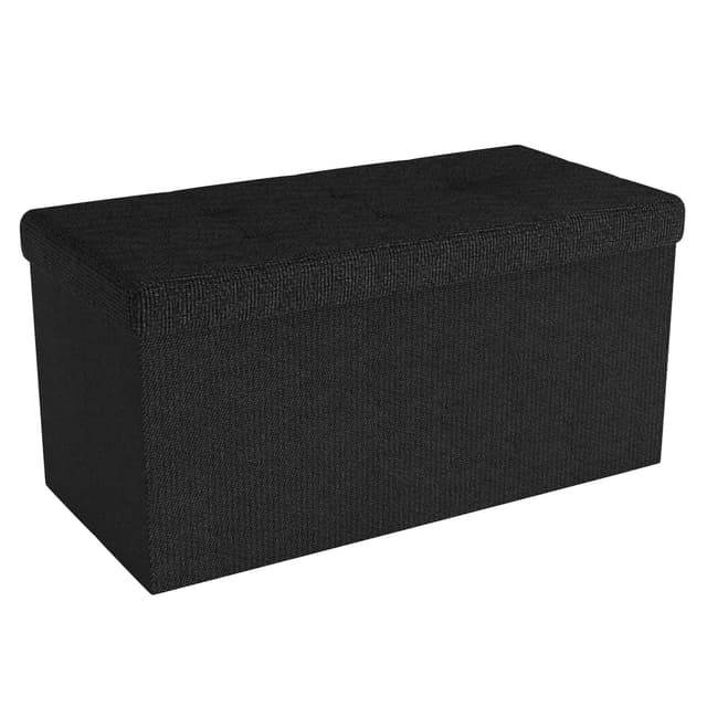 Hopfällbar Bänk 76x38x38 cm Sittpall Fotstöd (svart)