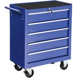 tectake Værktøjsvogn med 5 skuffer, variant 1 69 x 33 x 79 cm Blå