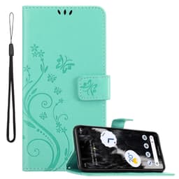 Google PIXEL 7 Pungetui Cover Blomster (Turkis)
