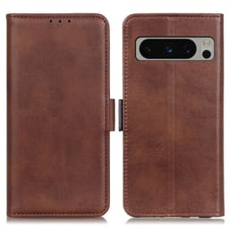 SKALO Google Pixel 8 Pro Premium Wallet Lompakkokotelo - Ruskea