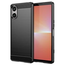SKALO Sony Xperia 5 V Armor Carbon Stødsikker TPU-cover - Sort