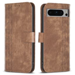 SKALO Google Pixel 8 Pro Flip Cover m. pung i PU-læder - Brun